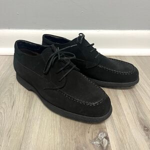 Tod’s Casual Shoes Women’s 39 Black Suede Leather Lace Up Hidden Wedge